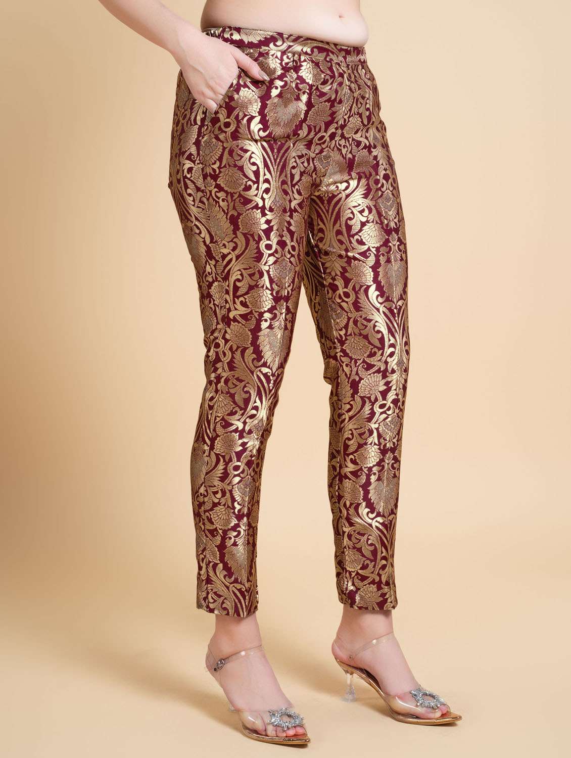 women self design top and straight pant co-ord set - 20864257 - Standard Image - 2