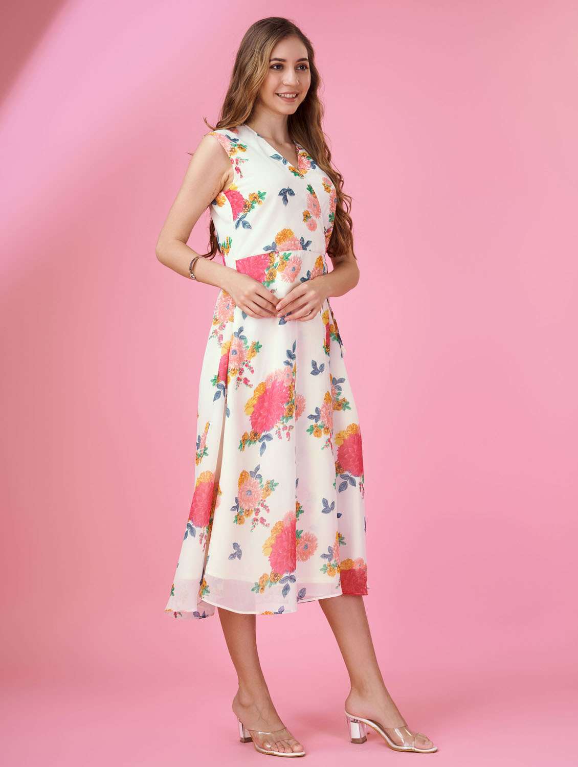 white floral printed wrap dress - 20864360 - Standard Image - 2