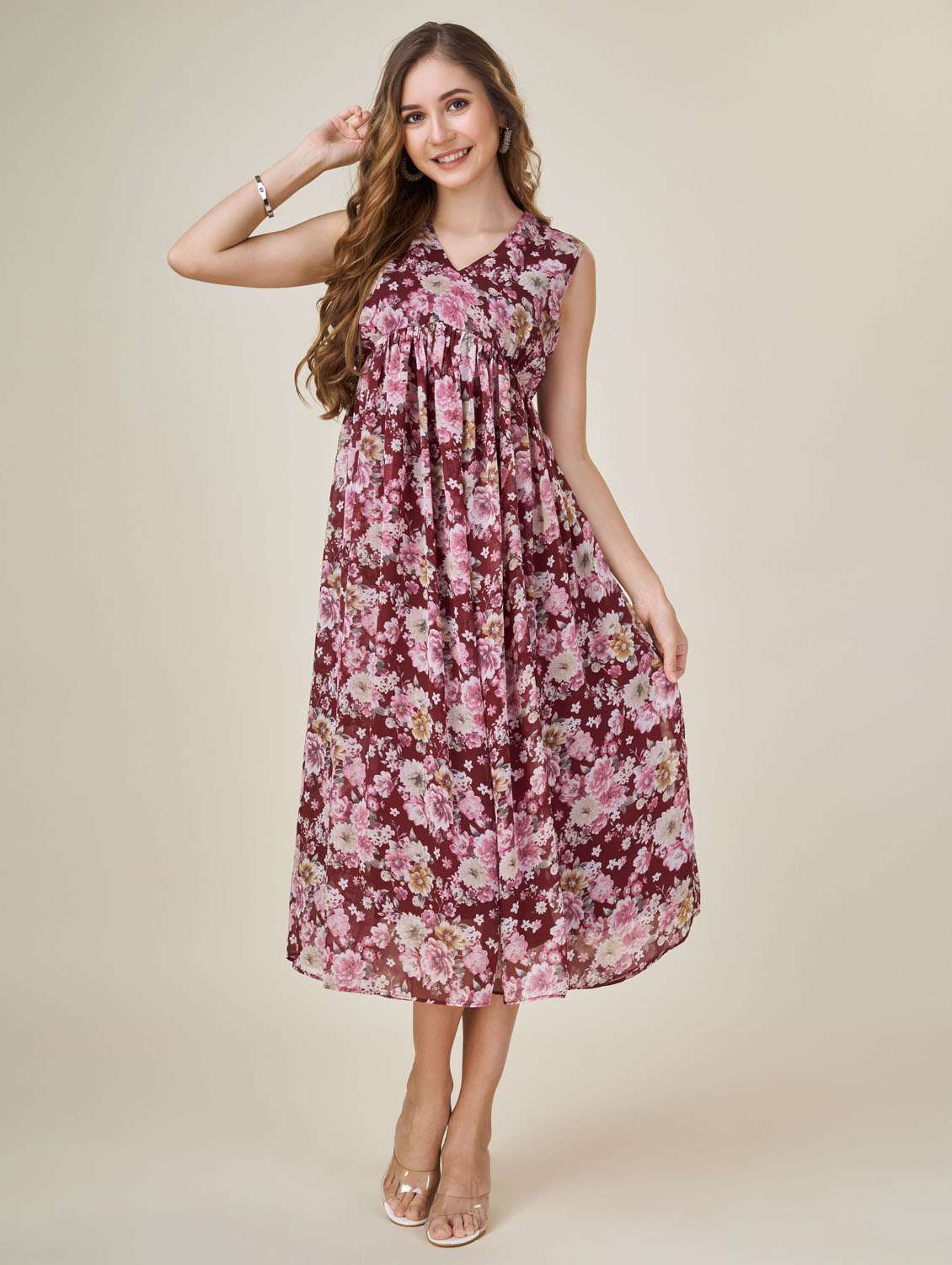 women fit & flare midi dress
