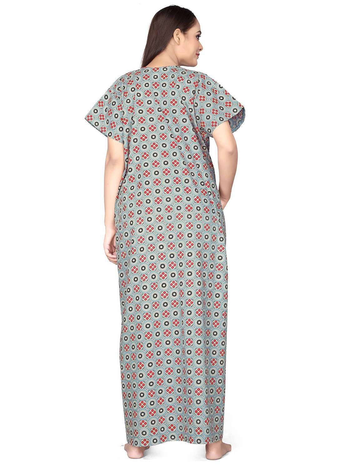 light blue printed detailed maxi nightdress - 20864394 - Standard Image - 2