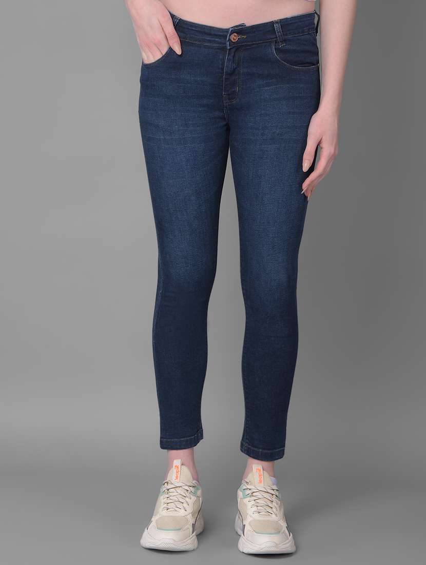 women mid-rise solid skinny jeans