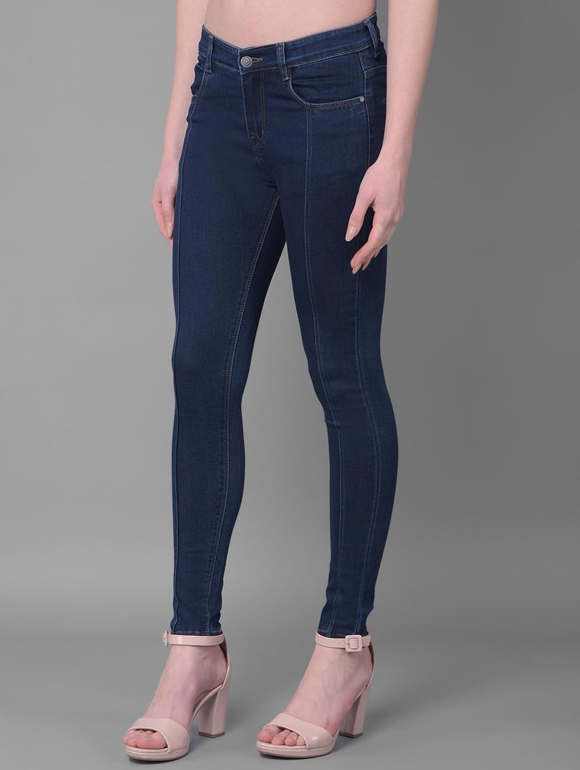 women mid-rise solid skinny jeans - 20864516 - Standard Image - 2