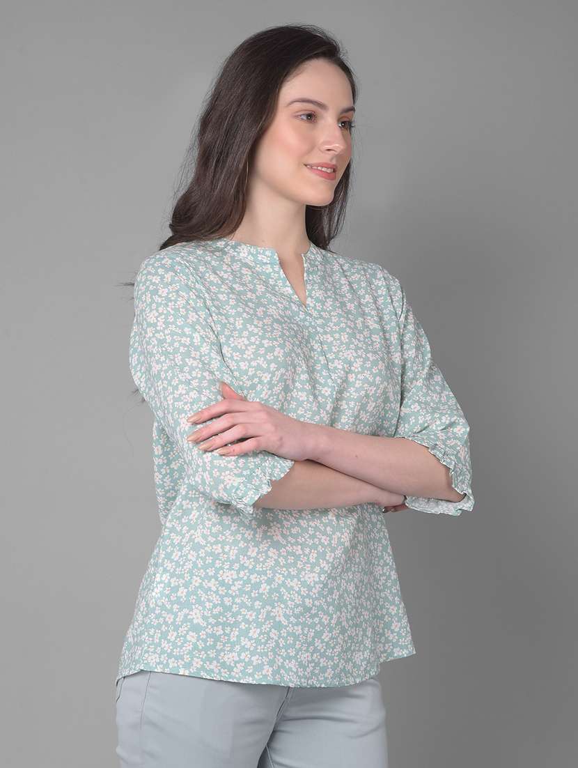 women mandarin neck floral printed regular top - 20864523 - Standard Image - 2