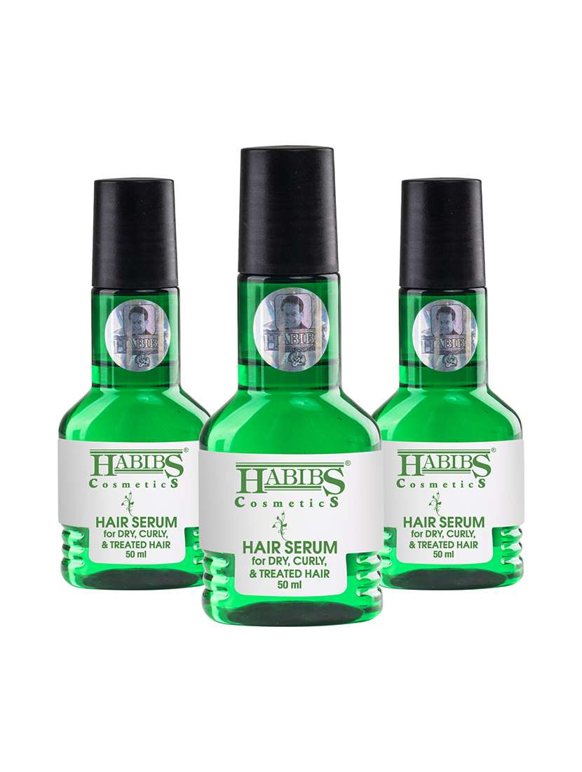 habibs hair serum dry curly & treated hairs for silky & smooth hair tames frizzy hair tangle free & frizz-free hair 50 ml 