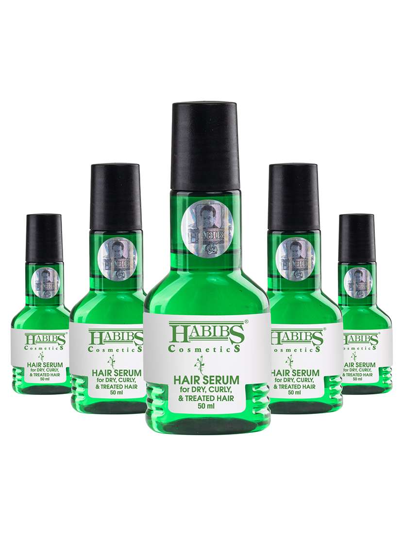 habibs hair serum dry curly & treated hairs for silky & smooth hair tames frizzy hair tangle free & frizz-free hair 50 ml 