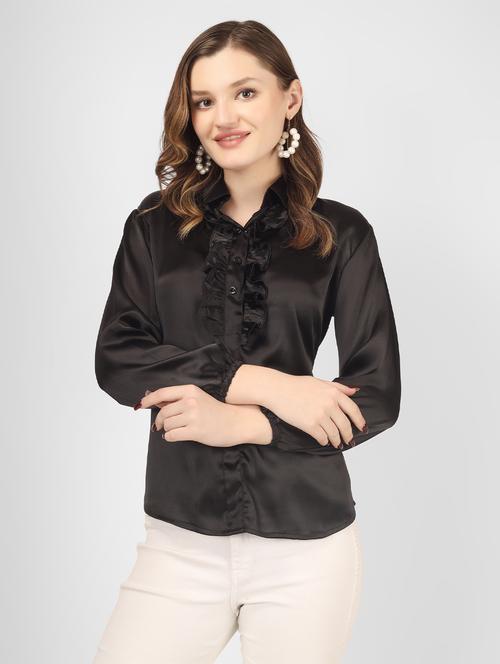 black satin plain top - 20872733 - Standard Image - 0