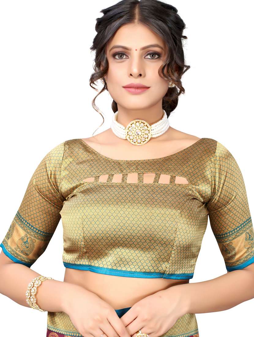 women printed bordered saree with blouse - 20872818 -  Standard Image - 2