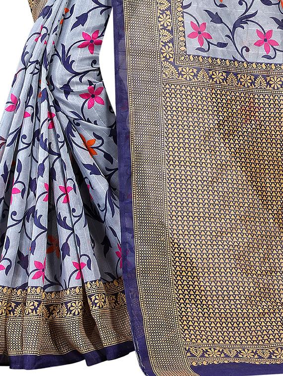 light blue floral printed mysore saree - 20873041 - Standard Image - 2