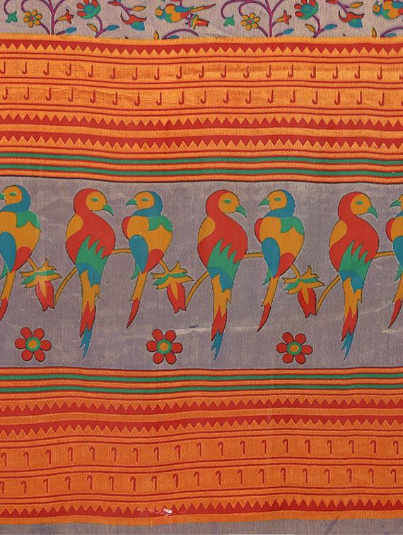women grey printed chiffon saree with blouse - 20873167 - Standard Image - 2