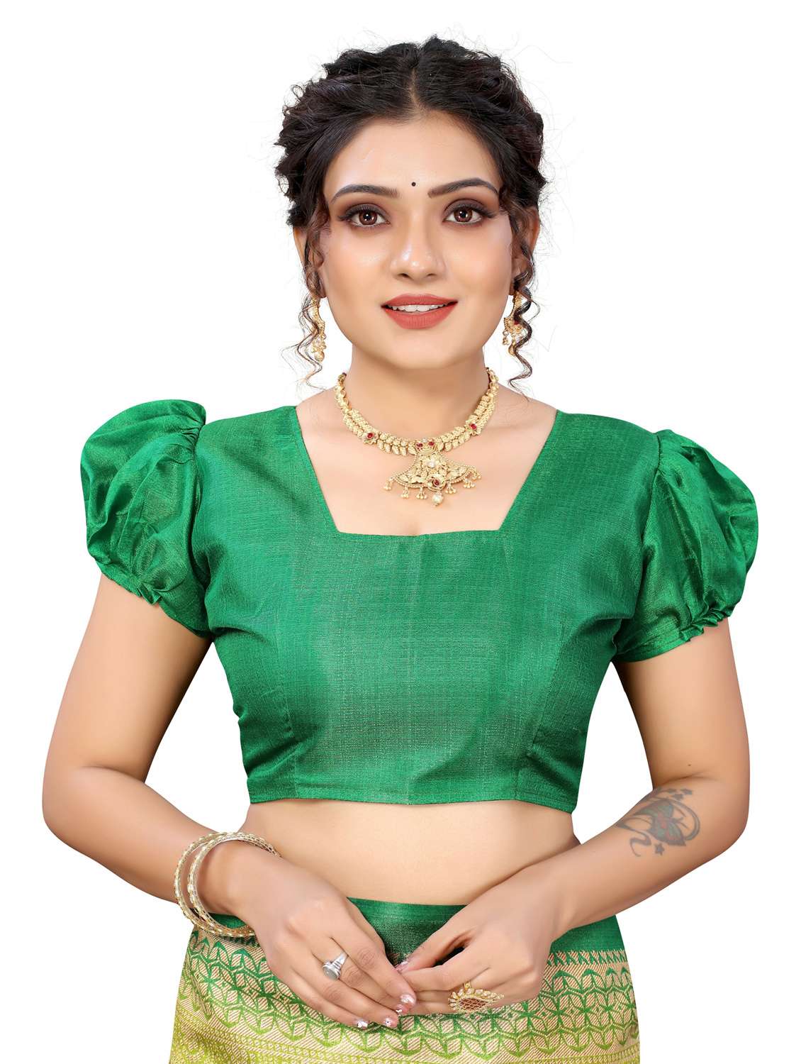 self design bordered saree with blouse - 20873482 -  Standard Image - 2