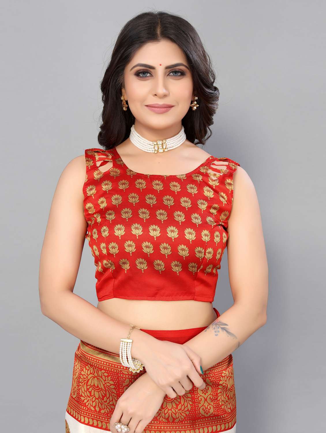 women white printed bordered saree with blouse - 20873555 -  Standard Image - 2