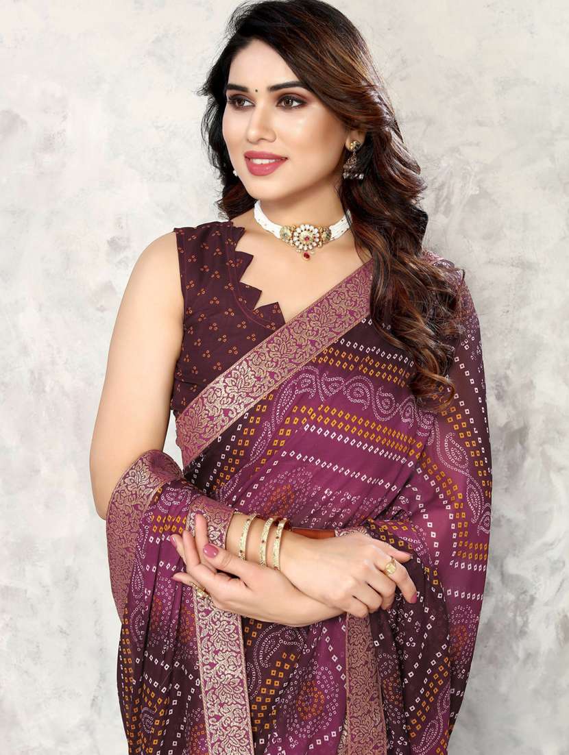 purple bandhani print georgette saree with blouse - 20873740 -  Standard Image - 2