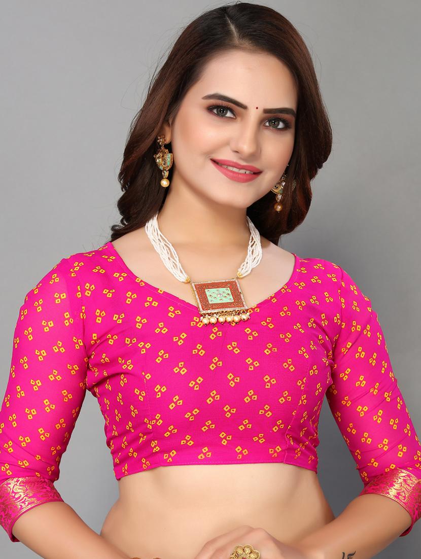 women teal bandhani printed saree with blouse - 20873831 - Standard Image - 2