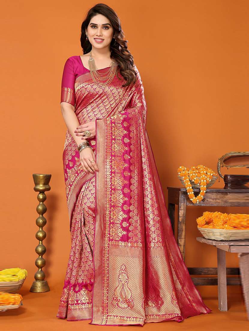 women zari work kanjivaram saree with blouse