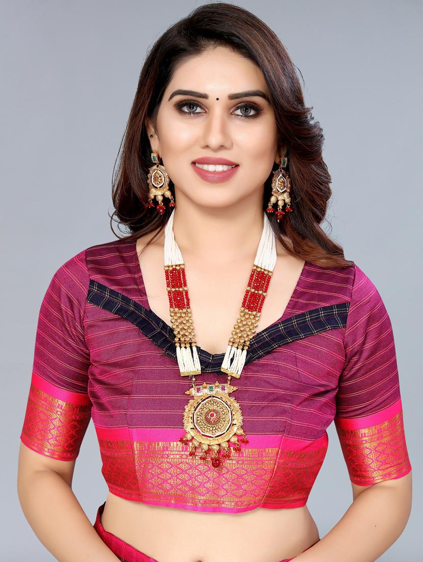 women blue checks chettinadu saree with blouse - 20874152 - Standard Image - 2