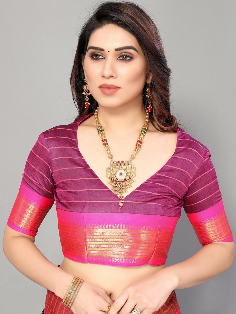 women blue checks chettinadu saree with blouse - 20874153 - Standard Image - 2