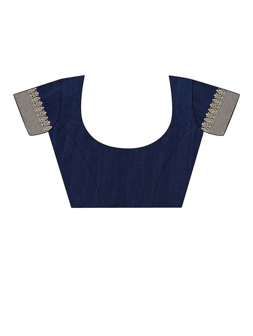 Navy Blue Banarasi Saree With Blouse - 20874201 -  Standard Image - 2