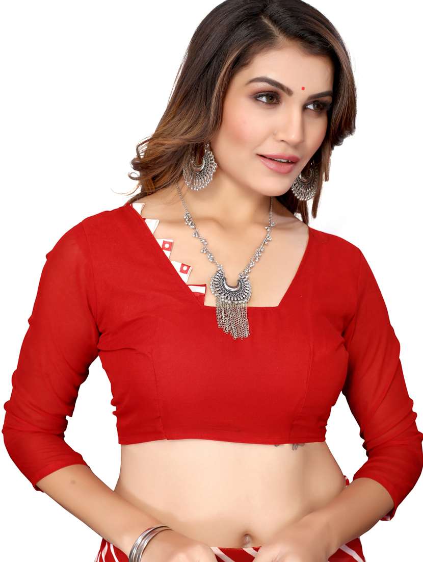 women printed bordered saree with blouse - 20874235 -  Standard Image - 2