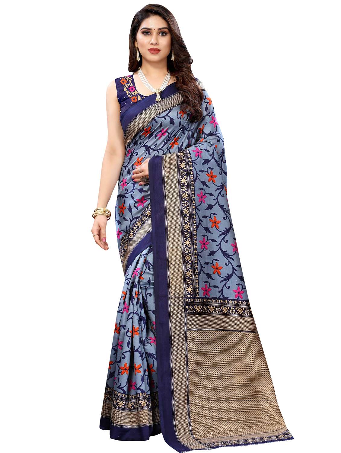 pack of 3 multi colored printed saree with blouse - 20875932 -  Standard Image - 2