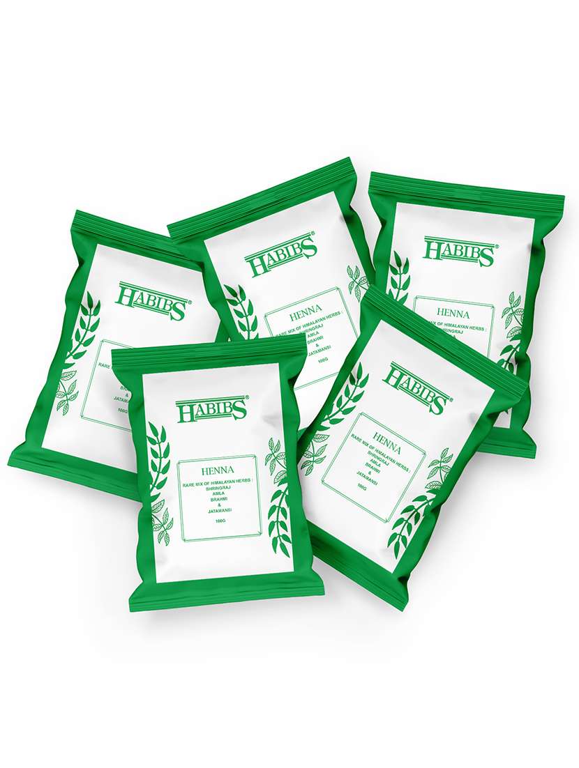 habibs natural henna mehndi powder enriched with bhringraj, amla, brahmi,jatamansi for natural hair coloring 50gm