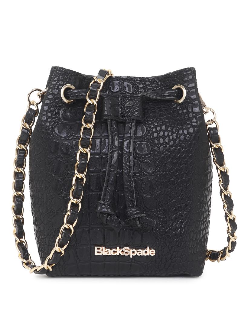 black textured sling bag - 20876355 - Zoom Image - 0