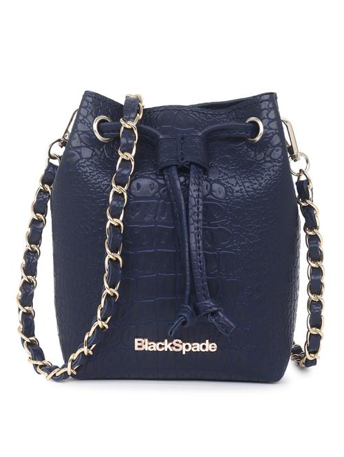 navy blue textured sling bag - 20876357 - Standard Image - 0