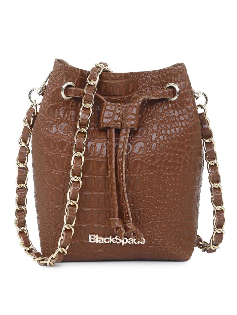 tan textured sling bag