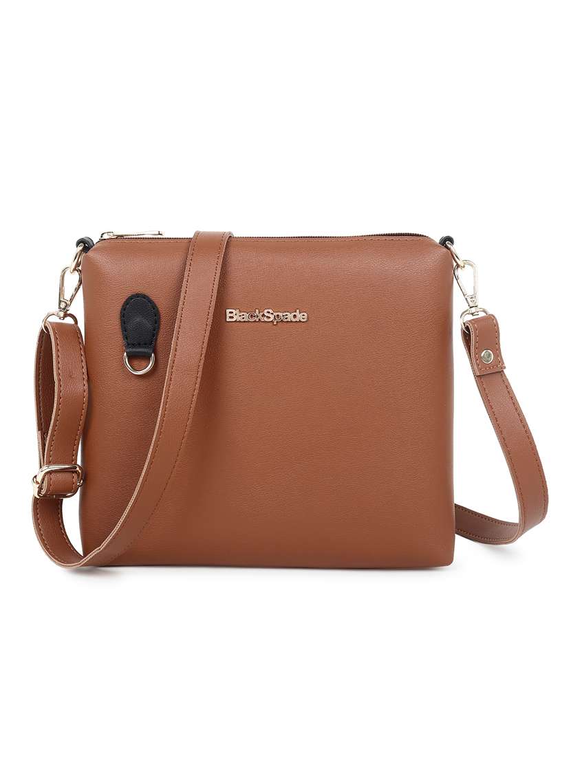 tan solid sling bag