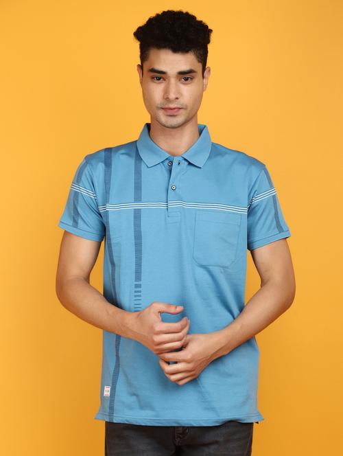 men polo neck striped t-shirt - 20876398 - Standard Image - 0
