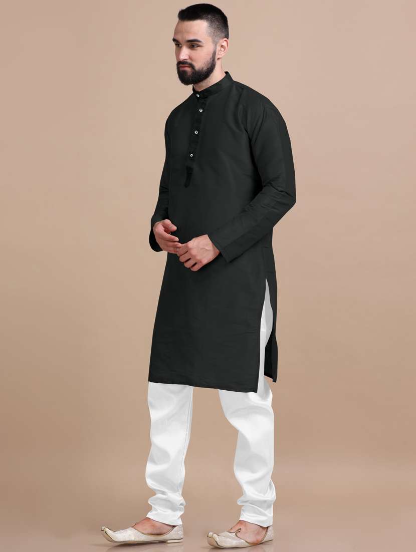 men solid mandarin neck long kurta - 20876525 -  Standard Image - 2