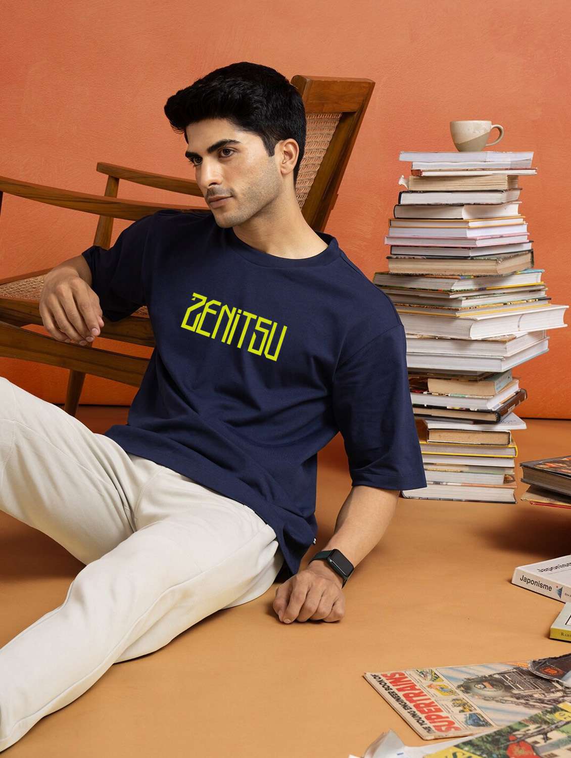 navy blue cotton blend graphic print t-shirt - 20877052 -  Standard Image - 2
