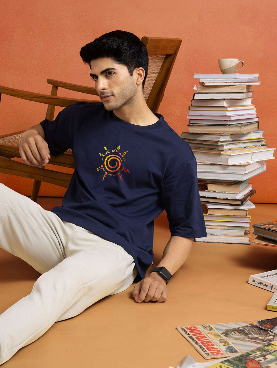 navy blue cotton blend graphic print t-shirt - 20877056 -  Standard Image - 2