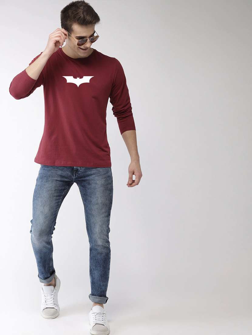 maroon cotton chest print t-shirt - 20877680 - Standard Image - 2