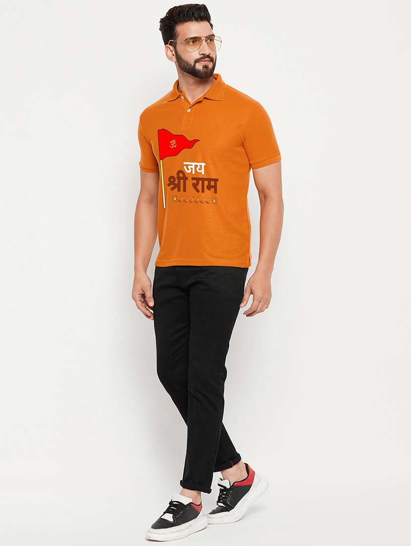 orange cotton blend front print t-shirt - 20877699 -  Standard Image - 2