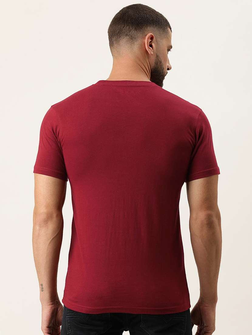 maroon cotton chest print tshirt - 20878174 -  Standard Image - 2
