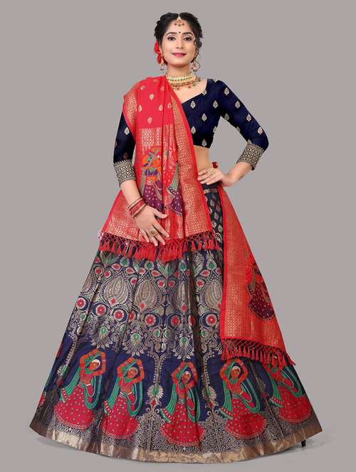 women zari work lehenga choli with dupatta - 20878695 - Standard Image - 0