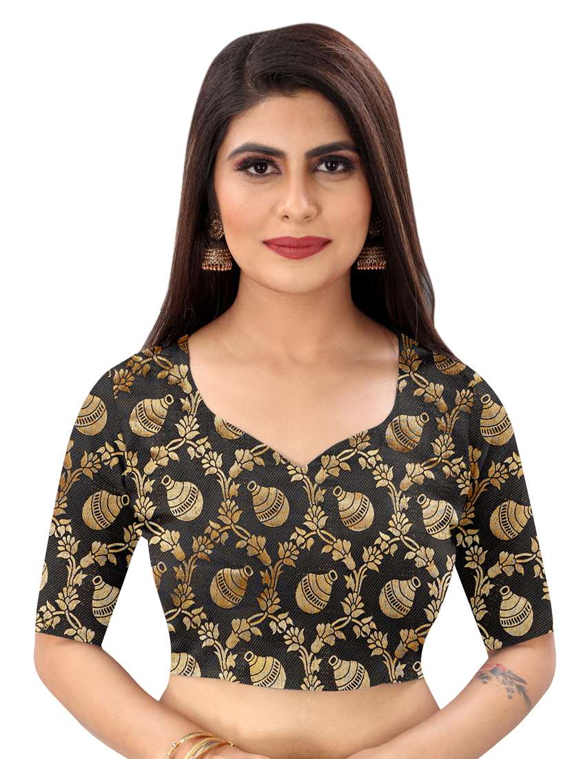 navy blue plain saree with blouse - 20878990 - Standard Image - 2
