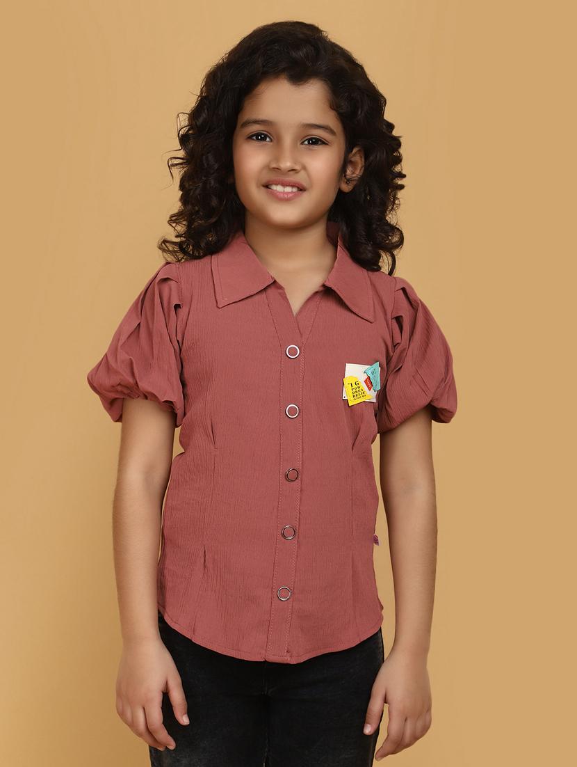 girls red solid top