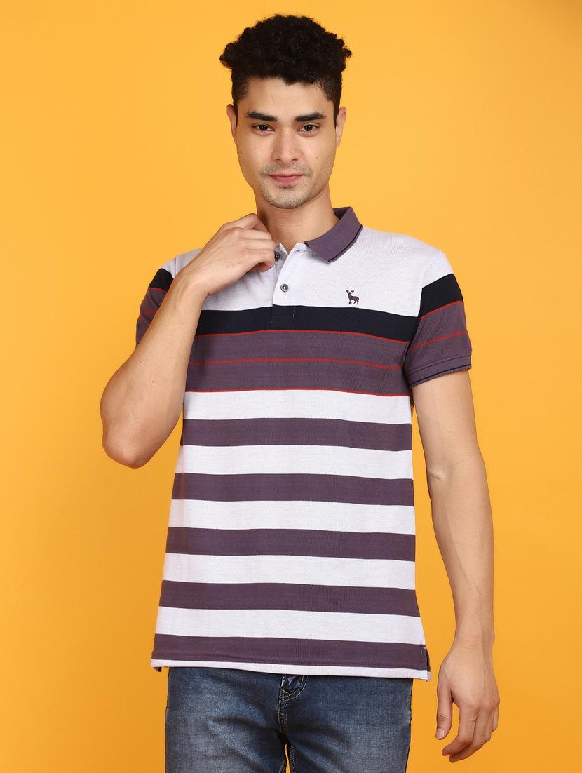 men polo neck striped t-shirt