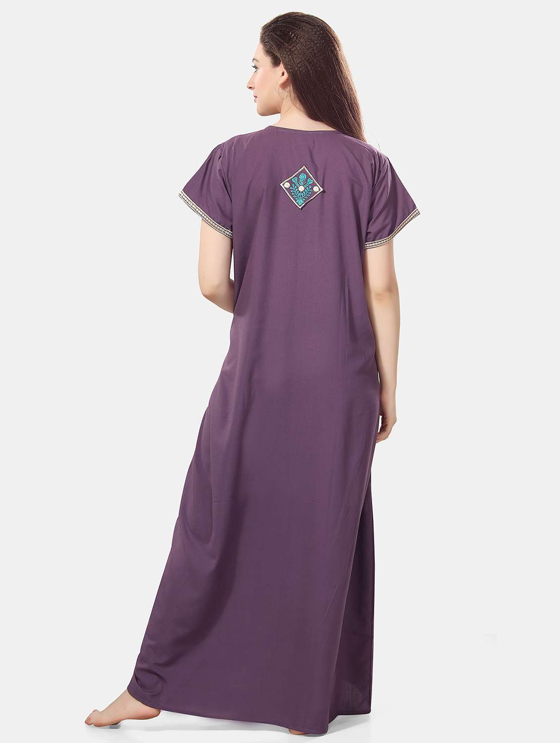 women purple round neck nighty - 20879208 -  Standard Image - 2