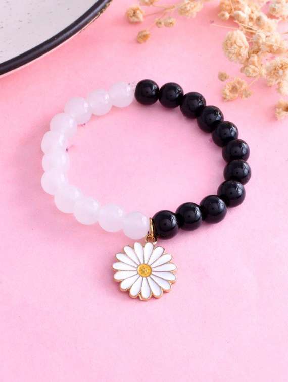 black plastic beaded bracelet
