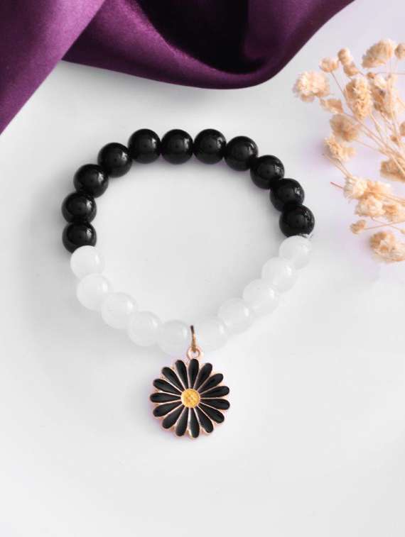 black plastic beaded bracelet