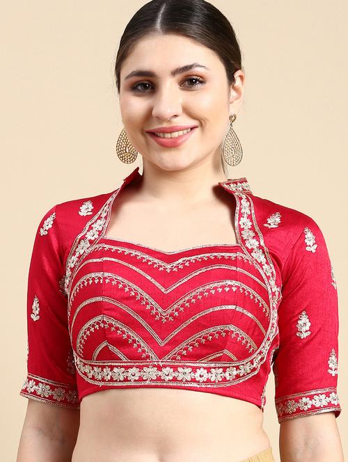 women red embroidered stitched blouse - 20881780 - Standard Image - 0