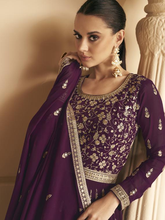 women purple semi-stitched anarkali suits - 20881799 - Standard Image - 2