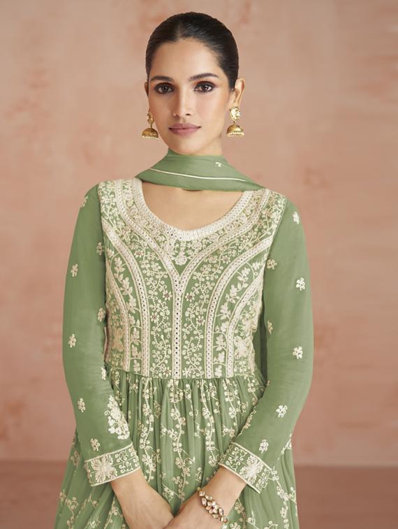 sea green georgette semistitched suit - 20882213 - Standard Image - 2