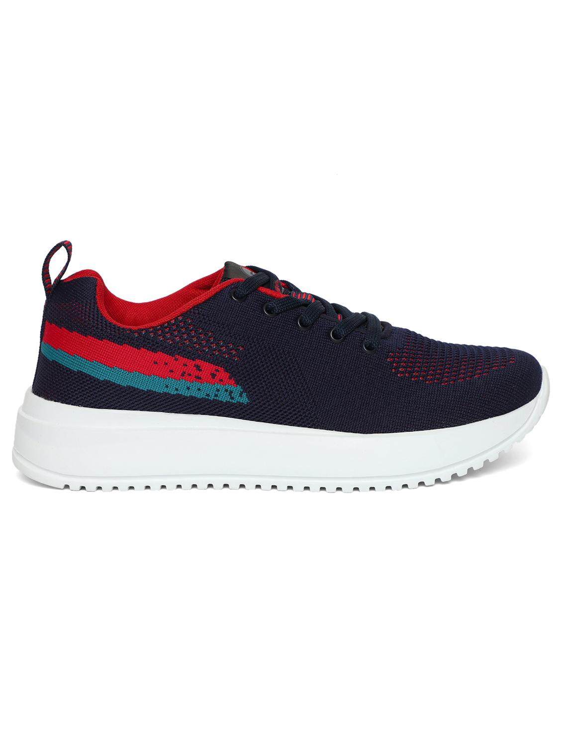 navy blue synthetic & mesh laceup sports shoes - 20884403 - Standard Image - 2