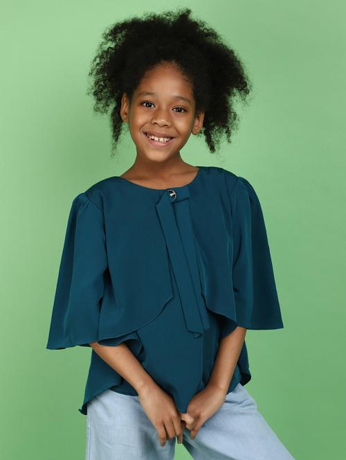 girls teal solid top - 20884448 - Standard Image - 0