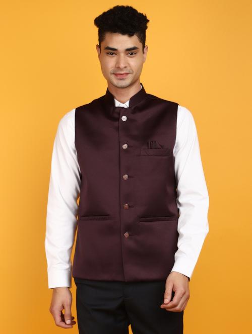 men solid color nehru jacket - 20884453 -  Standard Image - 0