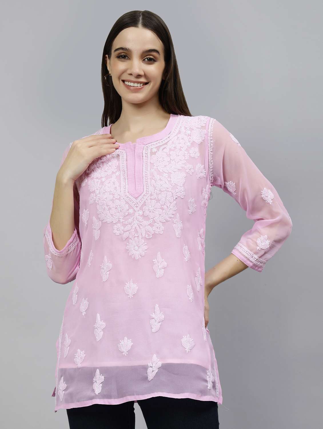 women three quarter sleeve straight kurti