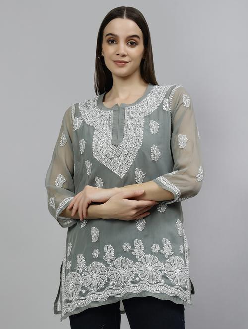 women three quarter sleeve straight kurti - 20884750 -  Standard Image - 0